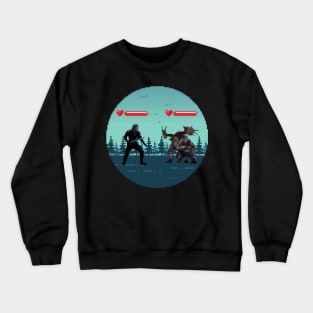 Fighting Monsters - Pixel Art Crewneck Sweatshirt
